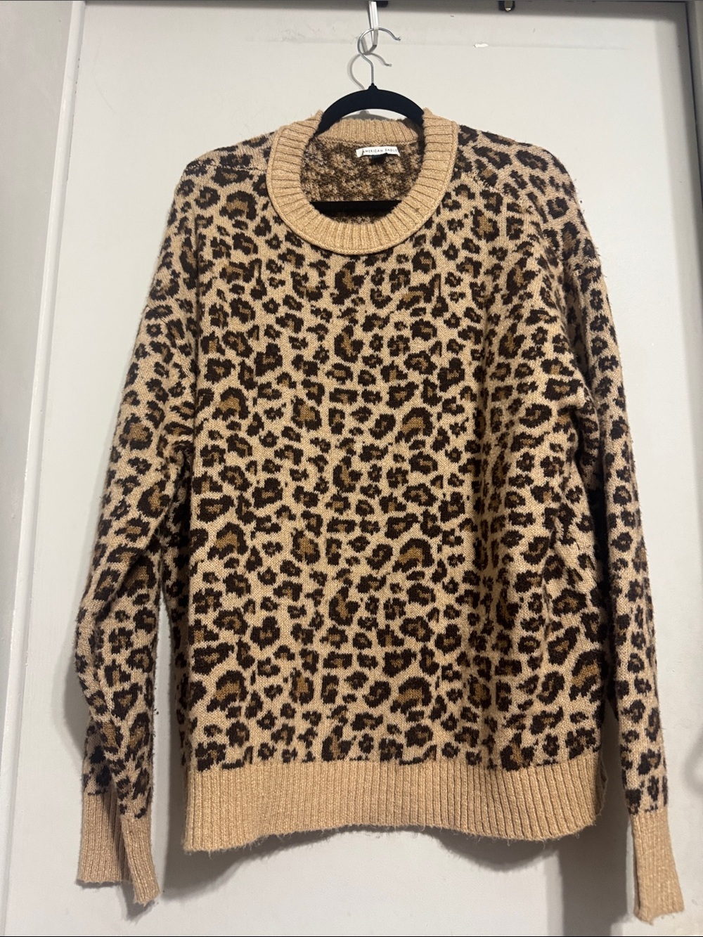 American Eagle Leopard Print Crewneck Sweater